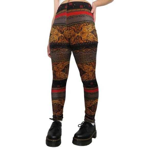 Y2k Urban Outfitters Gypsan Gothic Bohemian Hippie Velvet Leggings Small - Picture 1 of 6